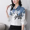 2023 Dames Designer Gebloemd Overhemd Met Hals Strik Grote Maten Elegant Lange Mouw Kantoor Dames Runway Zijden Knoop Shirts Lief Meisje Chique Satijnen Blouses Rood Tops