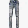 Jean Designer Amirs Jeans 2024 Amirsy Version Style Leather Stitching Embroidery Letter Cutting Washing Water Hole Breaking Fashio GM3Y