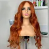 26 Inch Long Ginger Orange Lace Front Wig Preplucked Soft Body Wave Lace Frontal Wigs With Babyhair Heat Resistant Daily/Cosplay White Blue Colored