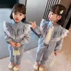 Clothing Sets 2022 Spring Autumn Girls Clothes Fashion For Shirts+Jeans Suits Kids Costume Teen Children 2pcs W112