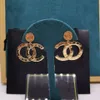 18k Gold Plated 925 Silvrer Luxury Brand Designers Letters Stud Clip Eardrop Round Geometric Famous Women Crystal Rhinestone Metal Earring Wedding Party Jewerlry
