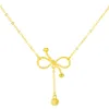 Women Pendant Chain Charm ins Bow Design 18k Yellow Gold Filled Simple Style Fashion Jewelry Gift