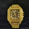 Missfox Classic Gold Men Watch Brown Dial Diamond Blingbling Watch Man Quartz Reloj de Hombre Luxury Busins ​​Water Proof gåva