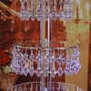 Altre forniture per feste festive Decorazione europea di nozze in cristallo trasparente Piatto per torta rotondo multistrato Espositore West Point Room Pr