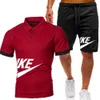 Eşofman Seti Erkekler T Gömlek Şort Setleri Yaz Spor Koşu Pantolon Streetwear polos Tshirt Suit Tops