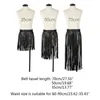 Kvinnor Hög midja Faux Läder Fringe Tassels kjol Kroppshållare med Snap Knappar Halloween Party Punk Rock Costume Clubwear 220322