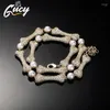 Chains Design Hip Hop Bone Pendant Necklaces With CZ Women Mens Fashion Punk Party Choker JewelryChains Elle22
