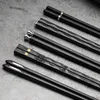 Jankng 5 Pairs Yemek Çubukları Seti Japon Çin Çubuklarını Yiyecek Suşi Yapışkanlar Kullanımlık Kore Metal Alaşım Sofra Palillos Set