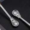 Tea Scoops Golden Duble Bead Straw Spoon Removable For Clean Filter Yerba Mate Straws Reusable Drinking Milk Spoon Kitchen Supplies 20220825 E3