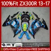 OEM-kropp för Kawasaki Ninja EX ZX 3R 300R ZX-3R ZX-300R 13-17 125NO.71 Ex300R ZX300R ZX300 ZX3R 13 14 15 16 17 EX-300 2013 2014 2015 2016 2017 Injektionsfajning Shark Blue