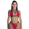 Büyük boy kadınlar yaz yeni seksi etnik baskı mayo bikini set push-up bandaj yüzme kostüm mayo mayo plaj kıyafeti