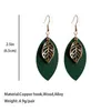 Dangle żyrandol warstwowy markizowy drewno i metalowe kolczyki do kobiet dla kobiet narzeczona biżuteria butikowa