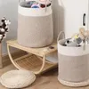 Armoire de rangement pour vêtements Panier tissé de style japonais Panier à linge sale Jouets ronds Collations Articles divers Linge de grande capacité Vêtements de maison