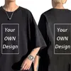 Men Women Custom Cotton T Shirts DIY Text Image Printing High Quality Clothing Loose Oversize Casual Sweatshirts 5 Colors 220614