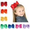 6 tum Baby Ribbon Bow Hair Clips Solid Color Bows Clip Girls Stora Bowknot Hairpins Kids Boutique Bows Accessories 40 Färger