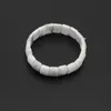 Charm armband naturlig sten vit tall färg rektangel pärlor stretch armband för par kvinnor mencharm