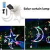 Strings Led Solar Moon Star Lights 138led 8 verlichtingsmodi raam gordijn Ramadan kerstfeest Waterdichte buitentuin patio decorled