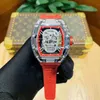 시계 손목 시계 디자이너 Richa Milles Skeleton Mens 자동 기계식 시계 손목 시계 스카이 스타 전체에 다이아몬드로 중공되었습니다.