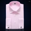 Men's Dress Shirts French Cuff Button Tuxedo Shirt Long Sleeve Business Formal Party Wedding Evening Banquet Clothing With Cufflinks Vere22