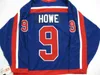 CEUF #9 Gordie Howe Hall of Fame Retro Hockey Jersey Mens Embroidery Stitched Pas elk nummer en naam truien aan