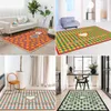 カーペットホーム新鮮なカーペット幾何学オレンジ色の緑色の格子縞のラブリビングルームベッドベッドサイドかわいい床マットカーペット