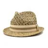 Basker sommar kvinnor sol hattar söt färgglada tofs bollar män halmflickor vintage strand panama fedorasberets