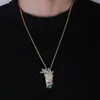 Hangende kettingen hiphop micro verharde kubieke zirconia ijs uit bling wizard hangers ketting voor mannen rapper sieraden goud kleurpendendant penpen