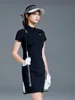 Swan Love Golf Dress Women Spring Summer Golf Ladies Wear Slim Fit Stand Collar Short Sleeve Polo Dress Golf Skirt 220619