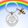 25cm 30cm Stainless Steel Teacher's Day Keychains A Great Teacher Little Bee Keychain Pendant Small Gift Accessories Bag Decoration