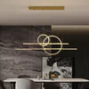 Lampy wiszące nowoczesne proste styl żyrandol LED do jadalni bar kuchenny lampa mieszkająca lampa złota linia