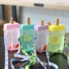 Söt halmkopp kreativ popsicle form plast vatten flaska utomhus transparent juice dricka kopp rån för vuxna barn w4