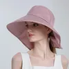 Chapéus de aba larga Mulheres Snap Fixador Big Hat Protection visors Bucket Protele solar pescador ao ar livre Cap boné sola solar em todo o mundo