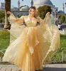 Vestidos De Novia Kosovo Albanische Kaftan Abendkleider 2022 Gold Burgund Lange Ärmel Applikation Robe Soir￩e De Mariage Ballkleider mit Jacke