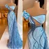 Luxurious Off Shoulder African Dubai Evening Dresses Sequined Mermaid Prom Dress Floral Satin Formal Party Gown