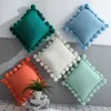 Housse de coussin blanc vert Orange bleu taie d'oreiller tricotée solide avec grand pompon canapé-lit décoration de la maison taie d'oreiller 220816