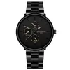 Orologi da polso Orologio da uomo d'affari Cintura in acciaio nero Tre occhi Puntatore multicolore Quadrante grande Orologio da polso maschile casual di lusso semplice