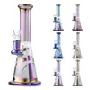 9 Inch Mini Hookahs Glass Bongs Rainbow Colorful Oil Dab Rigs Showerhead Perc Percolator Bong 14mm Female Joint Water Pipes With Quartz Banger & Bowl