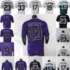 Connor Joe Jersey Todd Helton Charlie Blackmon Kris Bryant Siyah Beyaz İnce Çizgili Mor City Connect Hayranları