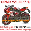 Injektionsmögelmässor för Yamaha YZF-R6 YZF600 YZF R6 R 6 600 CC 17-22 Kroppsarbete 28no.27 YZFR6 17 18 19 20 21 22 YZF-600 2017 2018 2019 2020 2021 2022 OEM BODY BLÅ SILVER