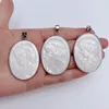 Pendant Necklaces Beauty Lady Portrait Engraved Shell Cameo Carved Freshwater White Shells 10 PiecesPendant NecklacesPendant