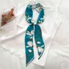 Foulard bandeau slim en soie imprimé pour femmes, luxe coréen, cravate de cou, sac à main pour cheveux, Foulard de poignet, Bandana, foulards de printemps 2022
