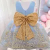 Girl's Dresses Sequin Big Bow Baby Girl Dress 1 Year Birthday Party Wedding For Borns Kids Tutu Christening Ball Gown Clothes Vestidos