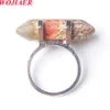 Natural Picasso Stone Hexagon Prism Rings Healing Reiki Chakra Beads Finger Ring Silver Color Wedding 2022 New Jewelry BZ912