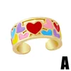 Cluster Rings FLOLA Copper Enamel Red Heart For Women Gold Plated Open Colorful Statement Fashion Jewelry Rign30