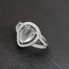 Anelli a grappolo Lady 925 Anello in argento sterling intarsiata naturale Prehnite Flow Flow Ringcluster di temperamento di alta qualità