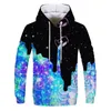 Noir Versant Lait Étoilé Peinture Seau Hommes À Capuche 3D Cravate Teint Imprimé Plus La Taille À Capuche Bluzy Dla Par Coton Sweat 4XL L220704