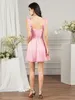 Elegancka różowa krótka imprezy sukienki koktajlowe Linia Sweetheart Spaghetti Cears Koraliki Mini Short Homecoming Promowe sukienki CPS3002