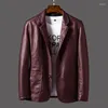 Men's Jackets Spring Autumn Fashion Men's Casual Lapel Leather Dress Suit Coat / Male Business Pu Blazers JacketMen's