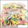 Kobiety Girls Elastyczne Hairbands Spirala Kształt Cewki Włosów Krążki Koło Telefon Drutu Linia Headband Rainbow Gradient Headwear Akcesoria Drop Del