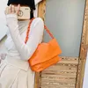 Été Femmes À La Mode Grande Capacité Sacs Fourre-Tout Dames Nouveau Style Acrylique Chaîne Sac À Main Orange Sacs À Bandoulière En Cuir Souple Rose Pochette G220506